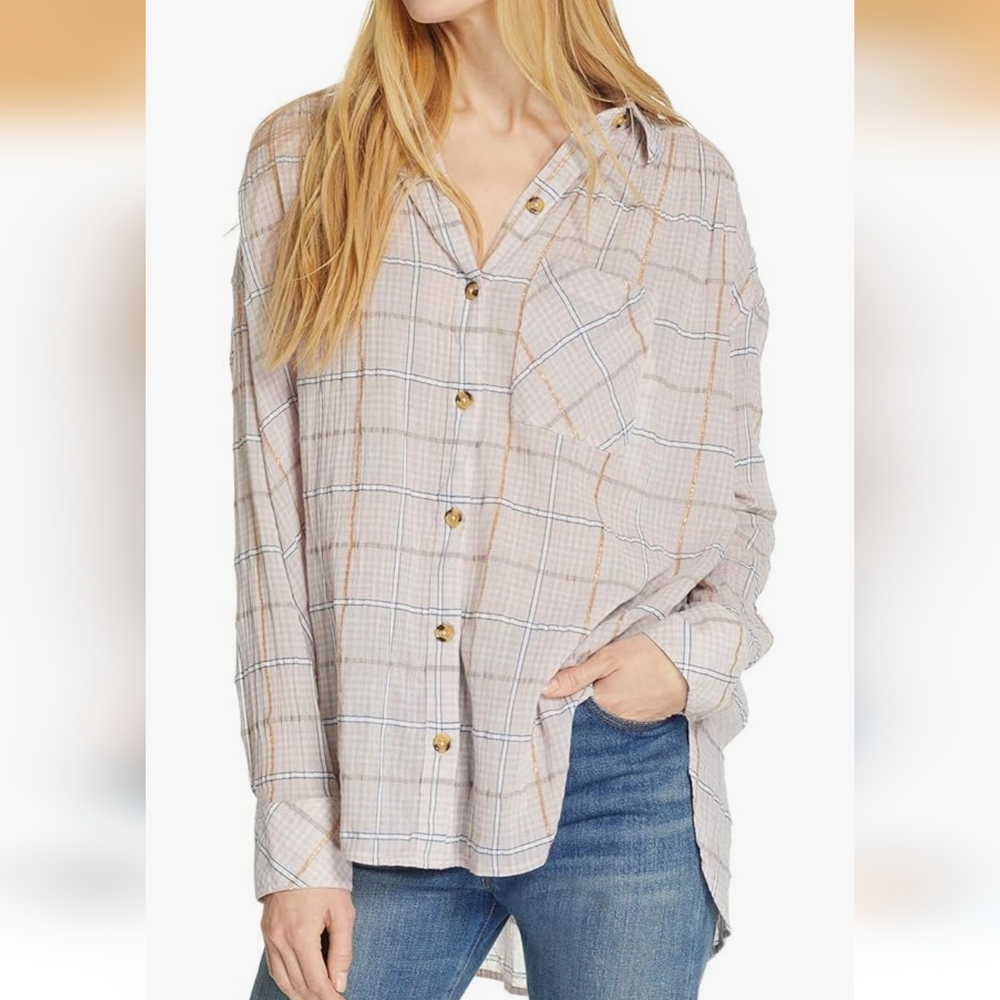 Free People Break My Stride Womens Top Size L Sugar Combo